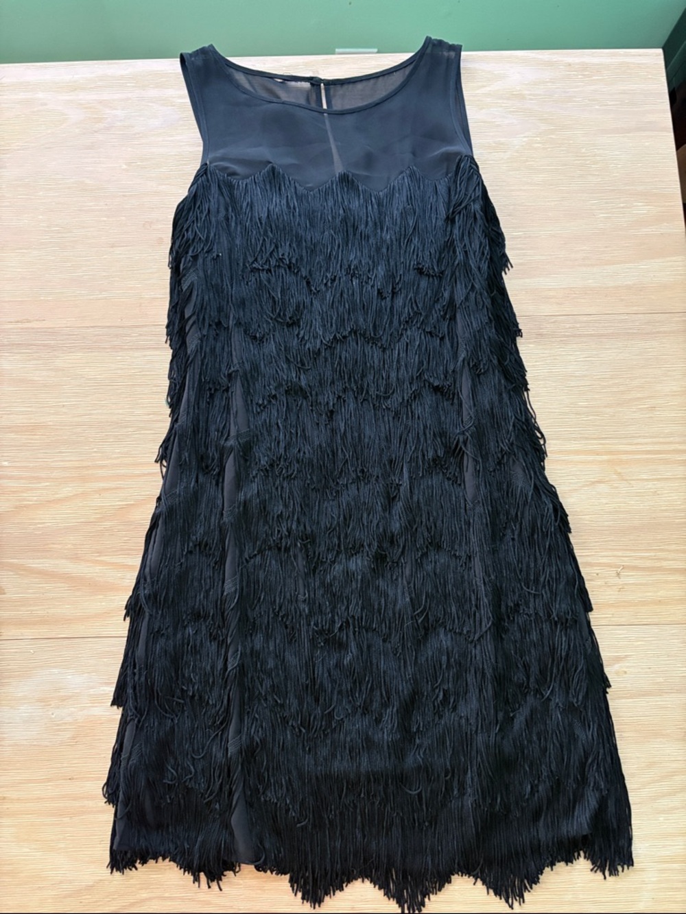 Aidan Mattox black fringe dress
